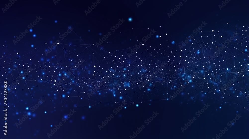 Poster blue glowing plexus background with connected dots