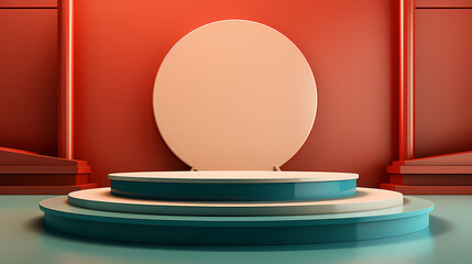 Simple product booth, podium, stage, product commercial photography background, cosmetics booth, 3D rendering