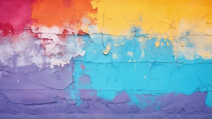 Abstract colorful wall over a cracked surface background