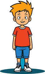 Boyhood Adventures Vector Illustration Vector Portrait of a Radiant Boy