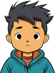 Boyhood Exploration Vector Art Vector Drawing of a Cheerful Child