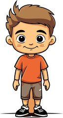 Vector Illustration of a Joyous Boy Boyhood Exploration Vector Art