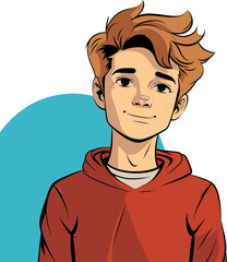 Vector Drawing of a Cheerful Child Innocent Radiance Boy Vector Scene