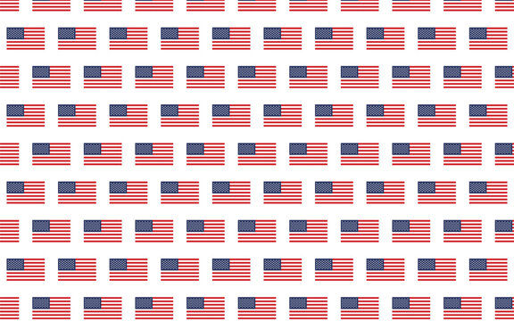 Illustration of USA flag pattern on a white background. New year country flags seamless pattern decoration. Creative minimalist art style background