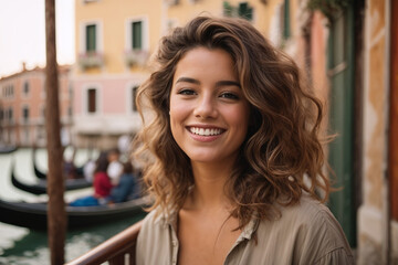 portrait of a young woman tourist in Italy