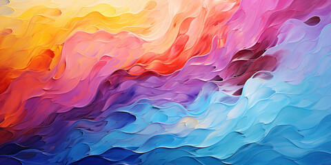 Fototapeta na wymiar Sunset waves in abstract paint