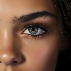 Close-up of a fashion model's expressive eyes.