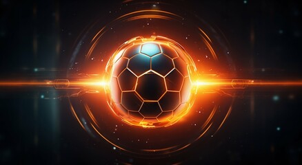 Futuristic Soccer Ball with Neon Lights and Digital Elements. Generative ai