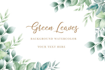beautiful green leaves background watercolor  - obrazy, fototapety, plakaty