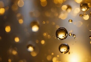 Falling water drops on a gold background