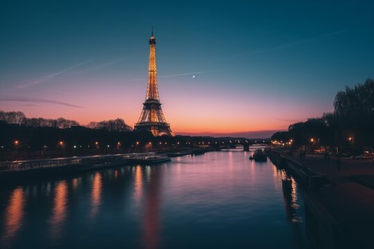 Eiffel Tower in a beautiful light. Generative AI