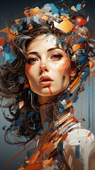 Portrait of a young cyberpunk woman