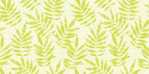 Fototapeta premium Leaves Seamless Vector Pattern. Watercolor Tropic Palm Leaves Background, Jungle Print