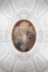 Zelfklevend Fotobehang TREVISO, ITALY - NOVEMBER 4, 2023: The painting of blesed Jerome Miani on the ceiling in the church Chiesa di San Agostino by Antonio Marinetti il Chiozzotto (1719 - 1796). © Renáta Sedmáková