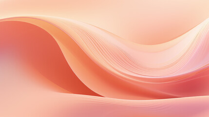 Abstract wavy pattern of peach fabric or paper, swirl texture background. Creative illustration of wave of pink textile. Theme of art, color, design, wallpaper, beauty, light