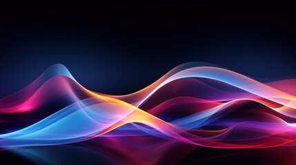 Wavy Multicolor Light Trails on Dark Background