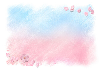 ピンクブルーのパステルグラデーションに、桜を添えて