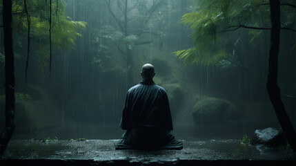 お坊さんのイメージ - image of Japanese Monk - No1-10 Generative AI - obrazy, fototapety, plakaty