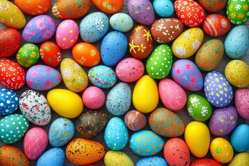 Fototapeta na wymiar Top View of Painted Easter Eggs