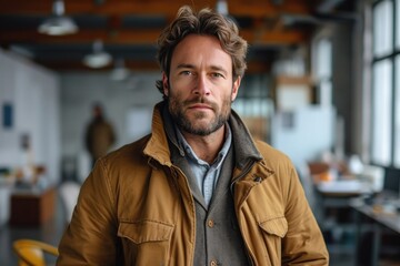 Fototapeta premium Handsome businessman standing in the office 