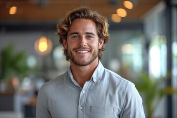 Fototapeta premium Handsome businessman standing in the office 