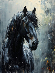 Painting of a black horse
