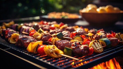 Summer Barbecue: Grilled Kebabs with Fresh Vegetables
