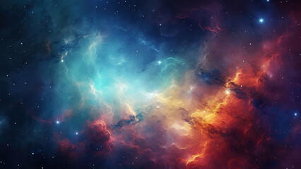 Cosmic Nebula: Colorful Interstellar Cloud of Dust and Gas - obrazy, fototapety, plakaty