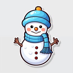 Christmas snowman sticker, xmas snowman in hat character stickers. New-year collection