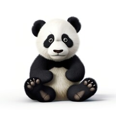 3D rendering of a cartoon panda sitting down