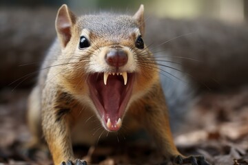Naklejka na ściany i meble Squirrel Bares Teeth in Warning
