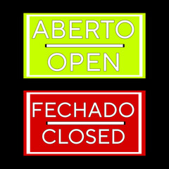 open and closed sign, green open and red closed