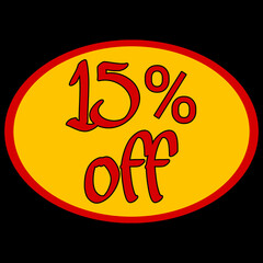 oval shaped discount sign 15% off