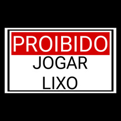 sign prohibiting littering in Portuguese