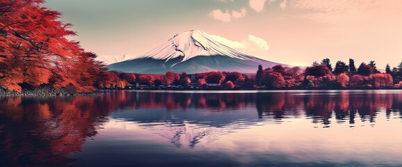 Panele Szklane  Mount Fuji in Autumn