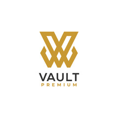 initial letter v vault logo design