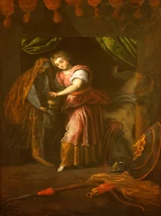 Tuinposter TREVISO, ITALY - NOVEMBER 4, 2023: The painting Judith Beheading Holofernes in the church Chiesa di San Gaetano by unknown artist. © Renáta Sedmáková