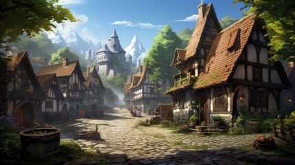 Fantasy RPG Village Game Artwork