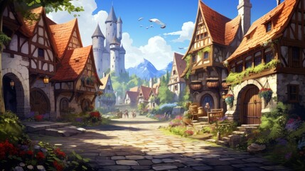 Fantasy RPG Village Game Artwork
