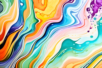 Fototapeta premium Closeup of abstract watercolor paint background texture with liquid fluid marbled paper texture banner texture. Generative AI (생성형 AI)