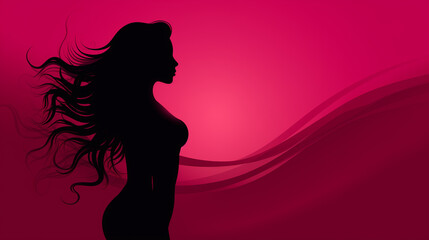 graceful silhouette of a woman set against a gradient pink background, exuding timeless elegance