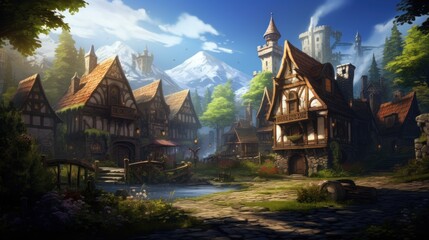 Fantasy RPG Village Game Artwork