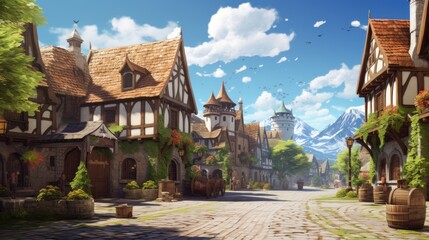 Fantasy RPG Village Game Artwork