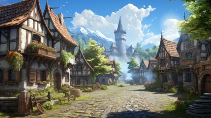 Fantasy RPG Village Game Artwork