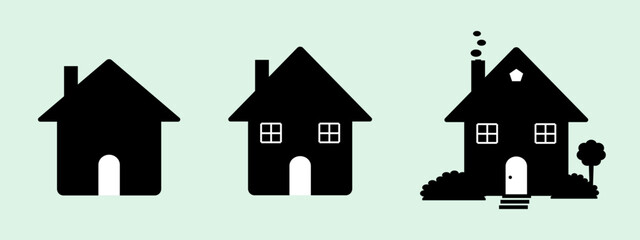 Set of minimalist houses from a basic and simple design to more detailed designs