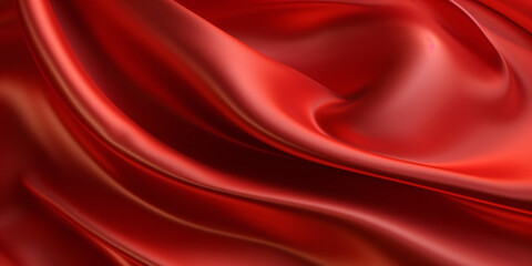 Obraz premium Red silk background, flowing red cloth 3D rendering