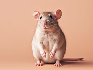 House mouse isolated on brown background