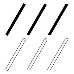 outline silhouette slash icon set isolated on white background