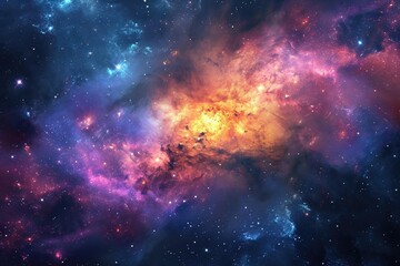 Fototapeta na wymiar Cosmic galaxy with distant stars and nebulae
