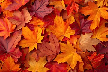 Naklejka na ściany i meble Fiery red and orange autumn leaves background